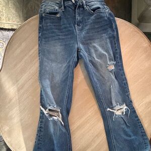 Altar'd State Vintage Blue Distressed Wide Leg Jeans